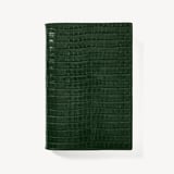 A5 Refillable Luxury Journal Evergreen Small Croc with Soft Suede Lining