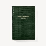 A5 Refillable Luxury Journal Evergreen Small Croc with Soft Suede Lining