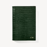 A5 Refillable Luxury Journal Evergreen Small Croc with Soft Suede Lining