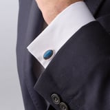 Oval Cufflinks Labradorite & Silver Plated
