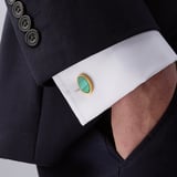 Oval Slice Cufflinks Malachite & 18ct Gold Plated