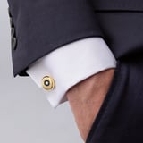 Enamel Button Cufflinks Navy Enamel & 18ct Gold Plated