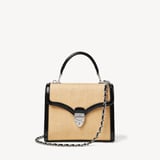 Midi Mayfair® Natural Raffia with Black Patent Trim