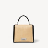 Midi Mayfair® Natural Raffia with Black Patent Trim