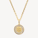 Aquarius Zodiac Pendant Necklace Aquarius in 18ct Gold Vermeil