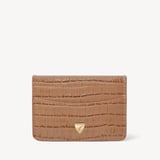 Slim Credit Card Holder Deep Shine Caramel Small Croc