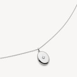 Oval Pearl Locket Necklace Mother of Pearl & Sterling Silver 925