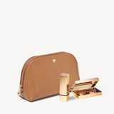 Classic Makeup Case Caramel Soft Saffiano
