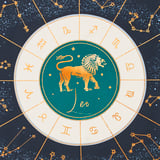 Leo Zodiac Silk Scarf Navy Pure Silk