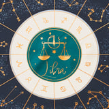 Libra Zodiac Silk Scarf Navy Pure Silk