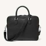 Slim Leather Briefcase Black Pebble