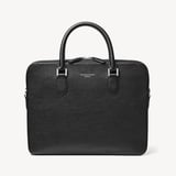 Slim Leather Briefcase Black Pebble