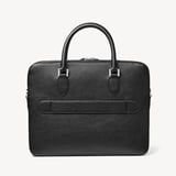 Slim Leather Briefcase Black Pebble