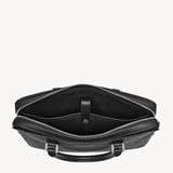 Slim Leather Briefcase Black Pebble