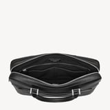 Slim Leather Briefcase Black Pebble