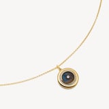Round Locket Necklace Labradorite, White Topaz & 18ct Gold Vermeil