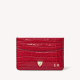 Slim Credit Card Holder Deep Shine Cherry Red Small Croc