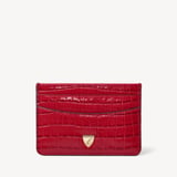 Slim Credit Card Holder Deep Shine Cherry Red Small Croc