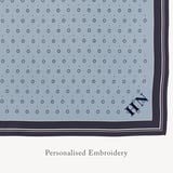 Pure Silk Pocket Square Pale Blue Circle Paisley