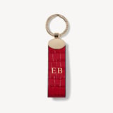 Oval Loop Keyring Deep Shine Cherry Red Small Croc