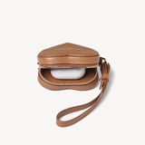 Heart Zipped Bag Charm Caramel Soft Saffiano