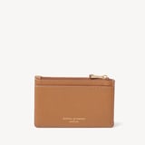 Zipped Card & Coin Holder Caramel Soft Saffiano