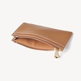 Zipped Card & Coin Holder Caramel Soft Saffiano