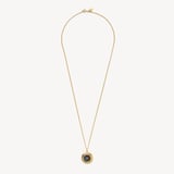 Round Locket Necklace Labradorite, White Topaz & 18ct Gold Vermeil