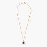 Round Locket Necklace Lapis Lazuli, White Topaz & 18ct Gold Vermeil
