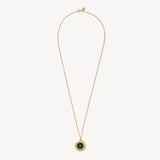 Round Locket Necklace Green Aventurine, White Topaz & 18ct Gold Vermeil