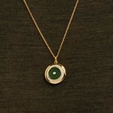 Round Locket Necklace Green Aventurine, White Topaz & 18ct Gold Vermeil