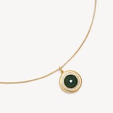 Round Locket Necklace Green Aventurine, White Topaz & 18ct Gold Vermeil
