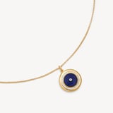 Round Locket Necklace Lapis Lazuli, White Topaz & 18ct Gold Vermeil
