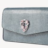 Eliza Clutch Peacock Blue Lizard
