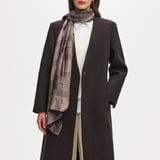 Silk Check Scarf Putty Silk Modal