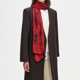 Silk Check Scarf Cardinal Red Silk Modal