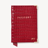 Passport Cover Deep Shine Cherry Red Small Croc