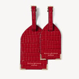 Set of 2 Luggage Tags Deep Shine Cherry Red Small Croc