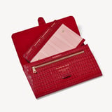 Travel Wallet Deep Shine Cherry Red Small Croc