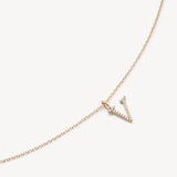 Diamond Initial V Necklace 0.107ct Diamond