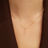Diamond Initial S Necklace 0.096ct Diamond
