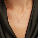Diamond Initial V Necklace 0.107ct Diamond