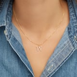 Diamond Initial W Necklace 0.107ct Diamond