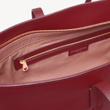 Zipped East West Tote with Heart Shaped Lock & Key Charm Cherry Red Soft Saffiano