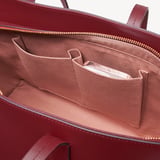 Zipped East West Tote with Heart Shaped Lock & Key Charm Cherry Red Soft Saffiano