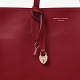 Zipped East West Tote with Heart Shaped Lock & Key Charm Cherry Red Soft Saffiano