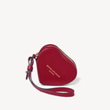 Heart Zipped Bag Charm Cherry Red Soft Saffiano