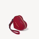 Heart Zipped Bag Charm Cherry Red Soft Saffiano