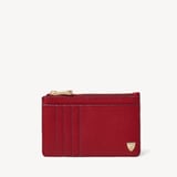 Zipped Card & Coin Holder Cherry Red Soft Saffiano