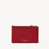 Zipped Card & Coin Holder Cherry Red Soft Saffiano